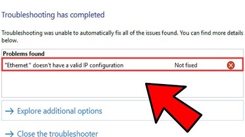 Ethernet Doesn’t Have a Valid IP Configuration Error