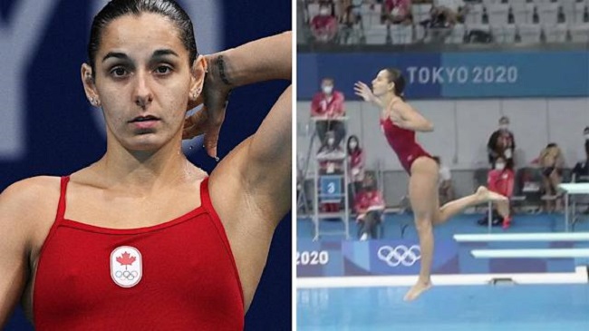 Canadas Pamela ware Springs Feet First in Failed Olympics Dive